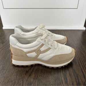 Veronica Beard White and Tan Sneakers